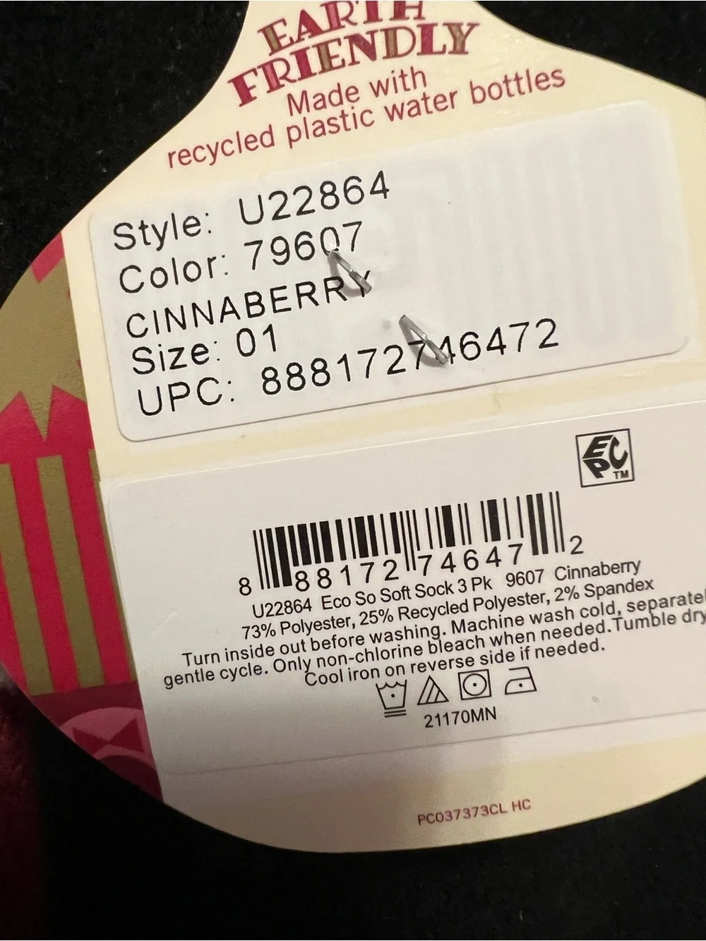 Hue Women's Eco So Soft Socks Cranberry / Black 2 pair One Size